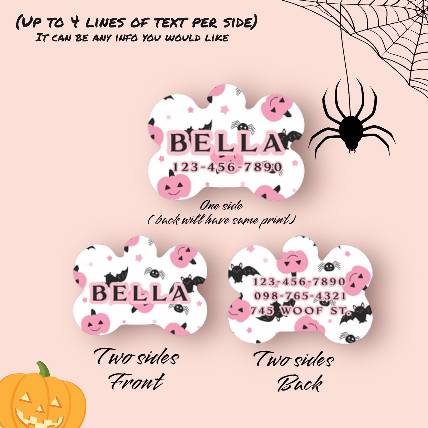 Pink Halloween Pet Tag