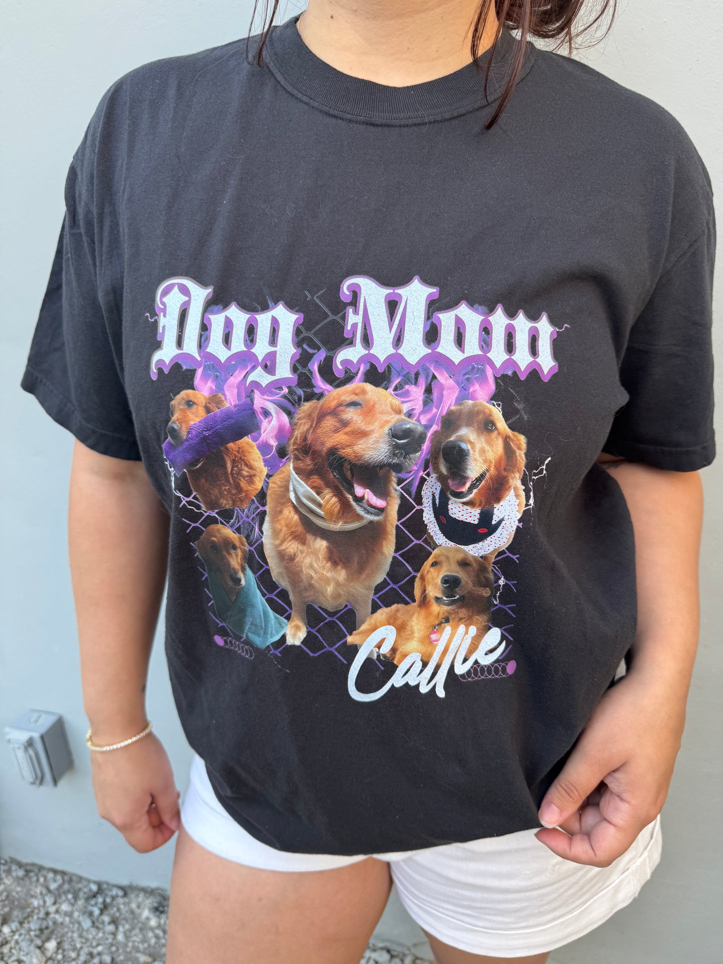 Custom Dog Mom Pet Portrait Collage T-shirt