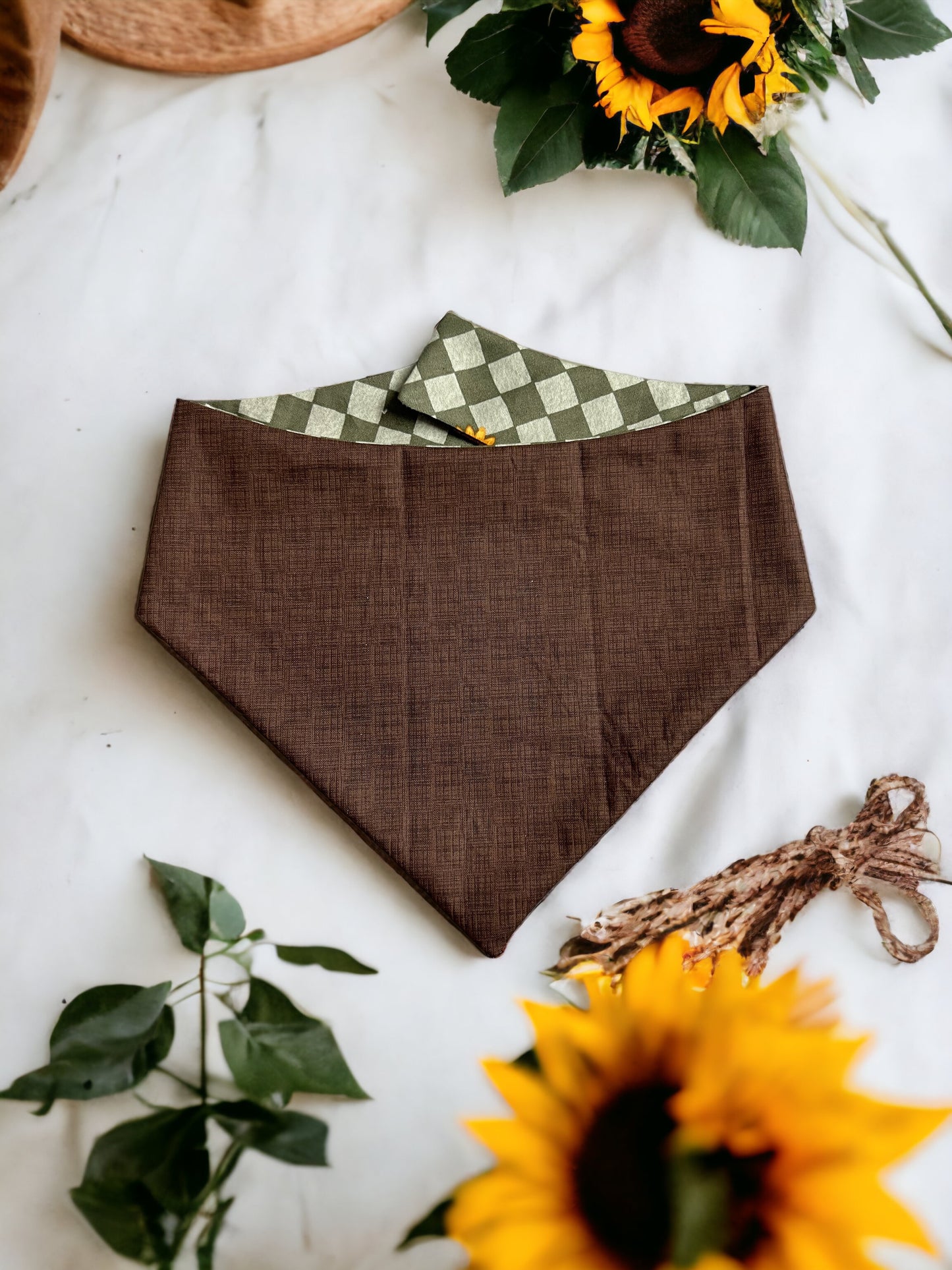 Golden Sunflower Reversible Bandana | Autumn Pet Accessories