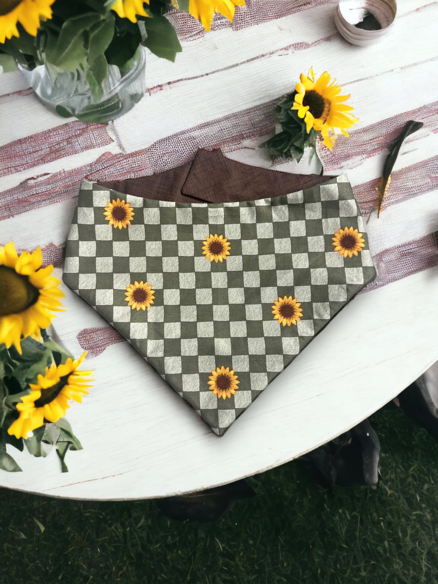Golden Sunflower Reversible Bandana | Autumn Pet Accessories
