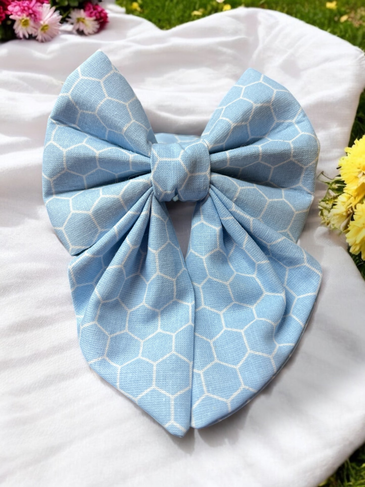 Blue Honeycomb Sailor Bow Tie | Slip-On Bow ties