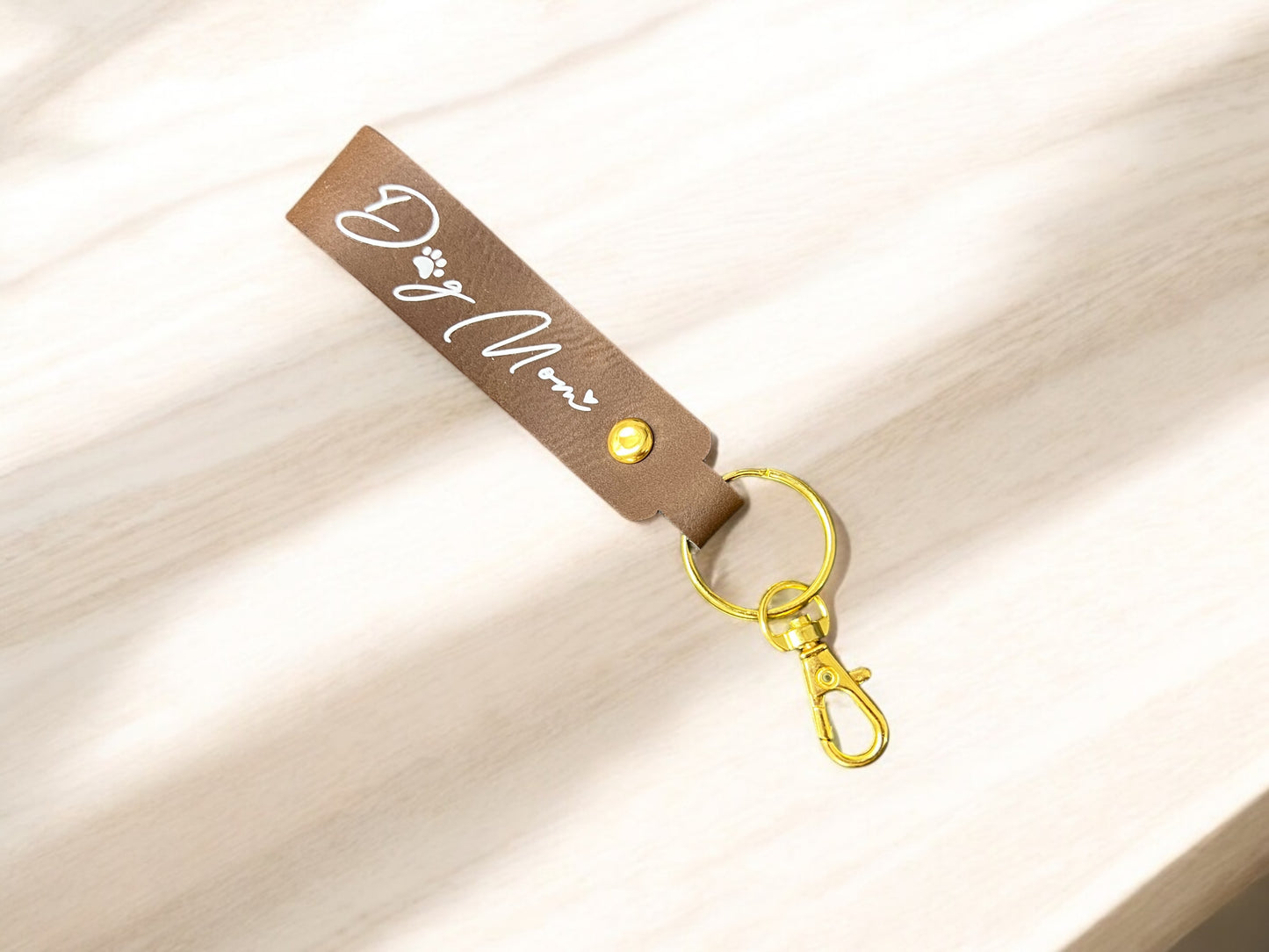 Dog Mom Faux Leather Keychain