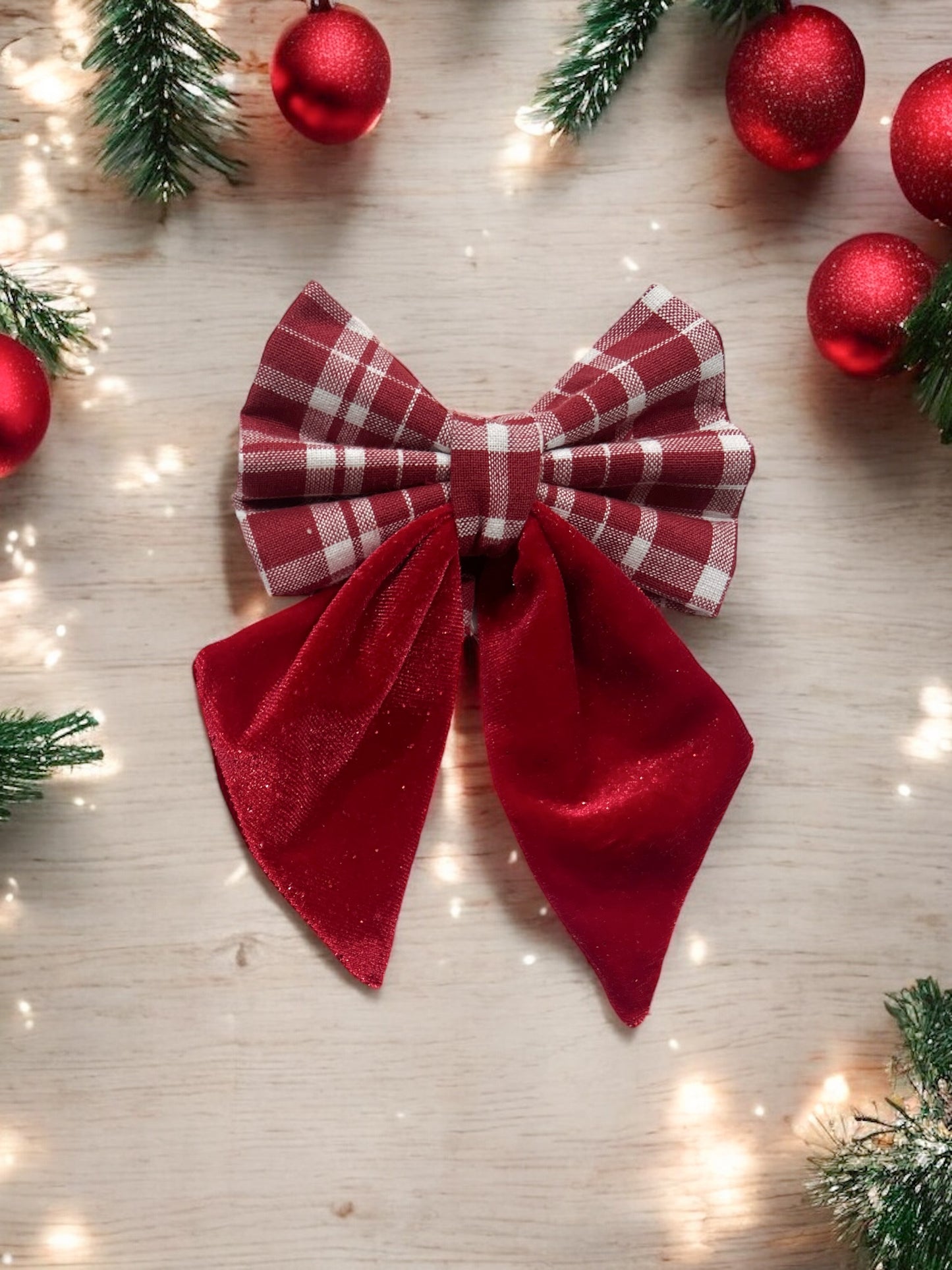 Red Velvet Christmas Sailor Bow tie | Wrapped in Boulevard Collection 🎄