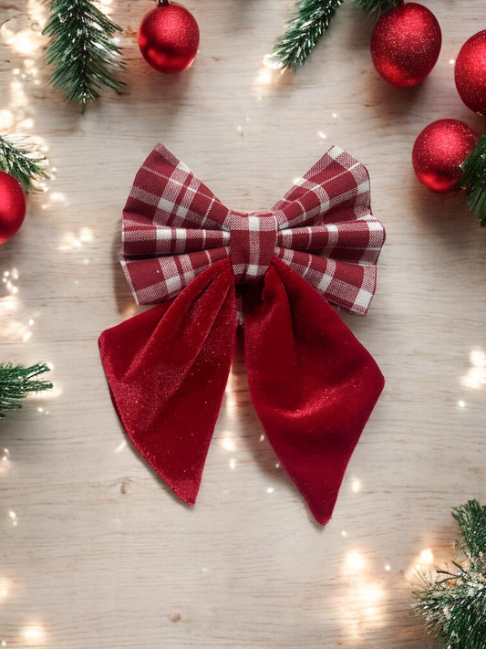 Red Velvet Christmas Sailor Bow tie | Wrapped in Boulevard Collection 🎄