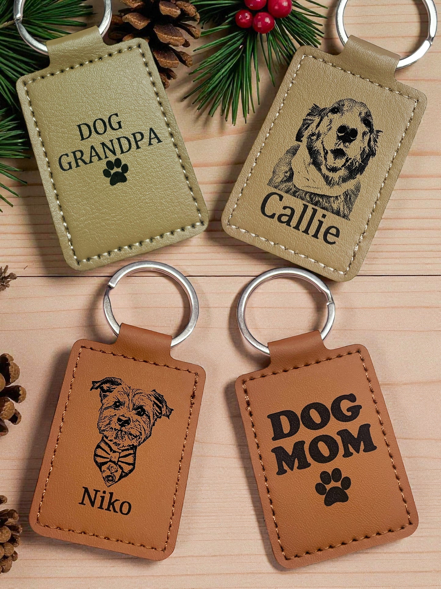 Custom Dog Mom Leather Keychain | Dog Mom Accessories