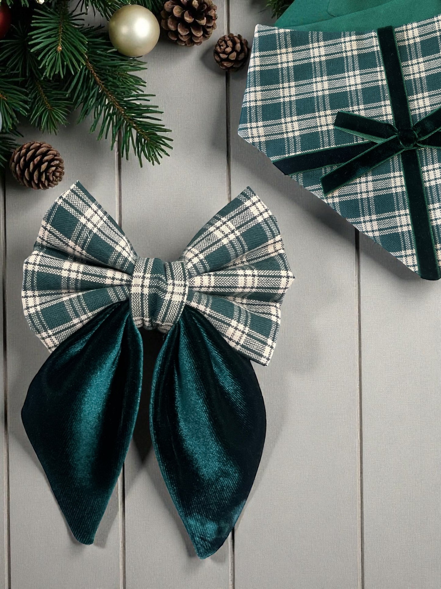 Velvet Christmas Sailor Bow tie | Wrapped in Boulevard Collection 🎄