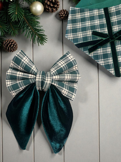 Velvet Christmas Sailor Bow tie | Wrapped in Boulevard Collection 🎄