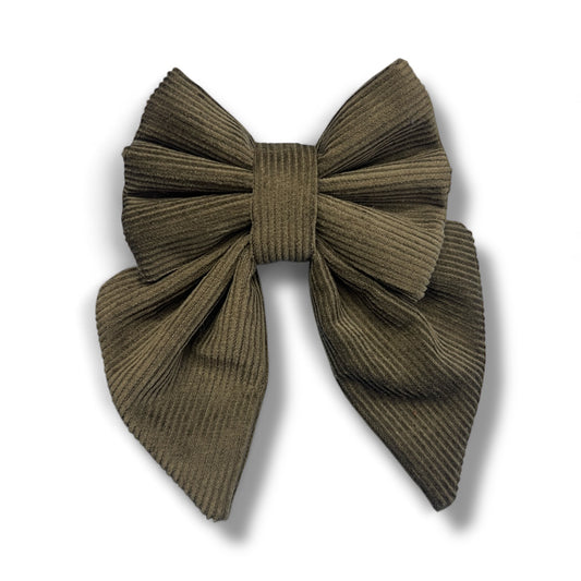 Evergreen Pup Corduroy Sailor Bow tie | Autumn on the Boulevard Collection 🍁