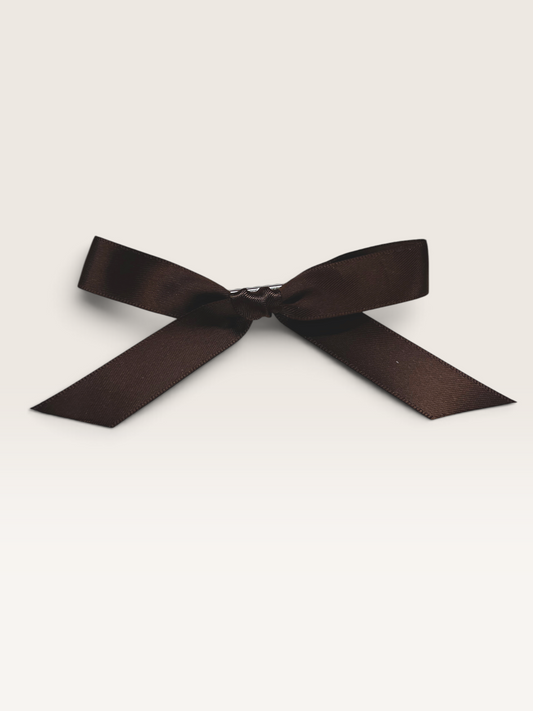 Dark Brown Ribbon Clip-On Bow