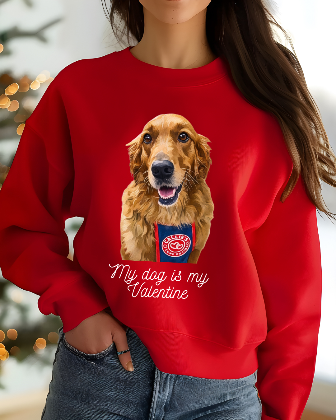 My Dog Is My Valentine Personalized Crewneck | Valentines Day Dog Mom Apparel