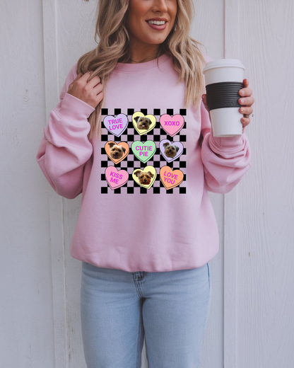 Personalized Checkers Crewneck | Valentines Day Dog Mom Apparel